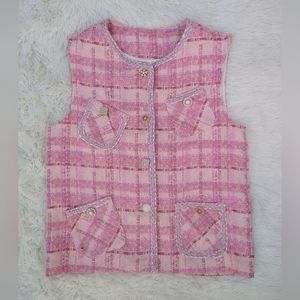 Pink Tweed Vest pretty buttons